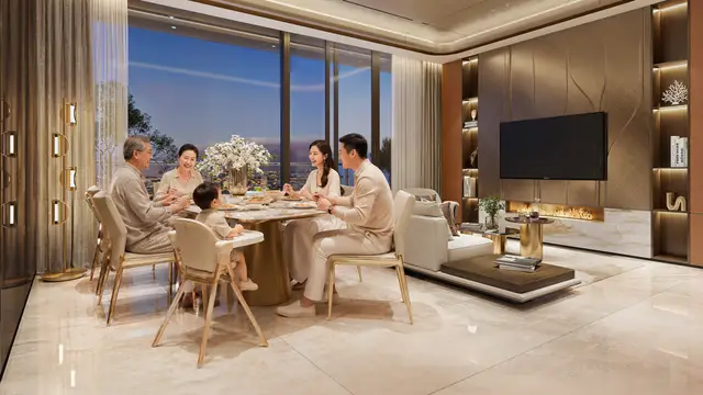 Gia đình ăn tối tại Gladia Heights
