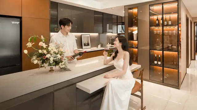 Phòng bếp căn 3PN nhà mẫu