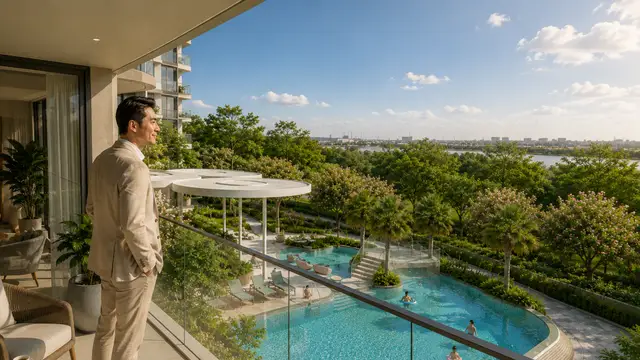 View từ ban công tháp B1