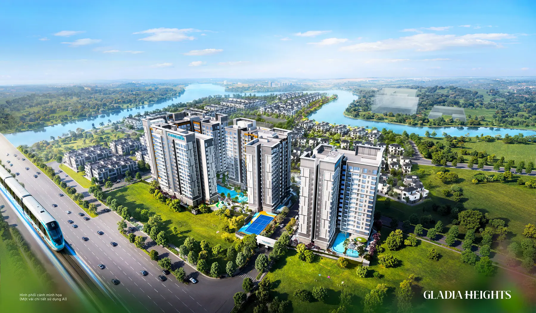 Toàn khu Gladia Heights ven sông